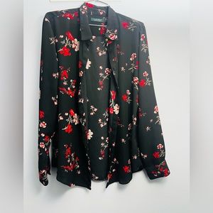 Lauren Ralph Lauren Black & Red Floral Blouse